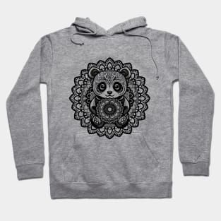 Cute baby black panda mandala art design Hoodie